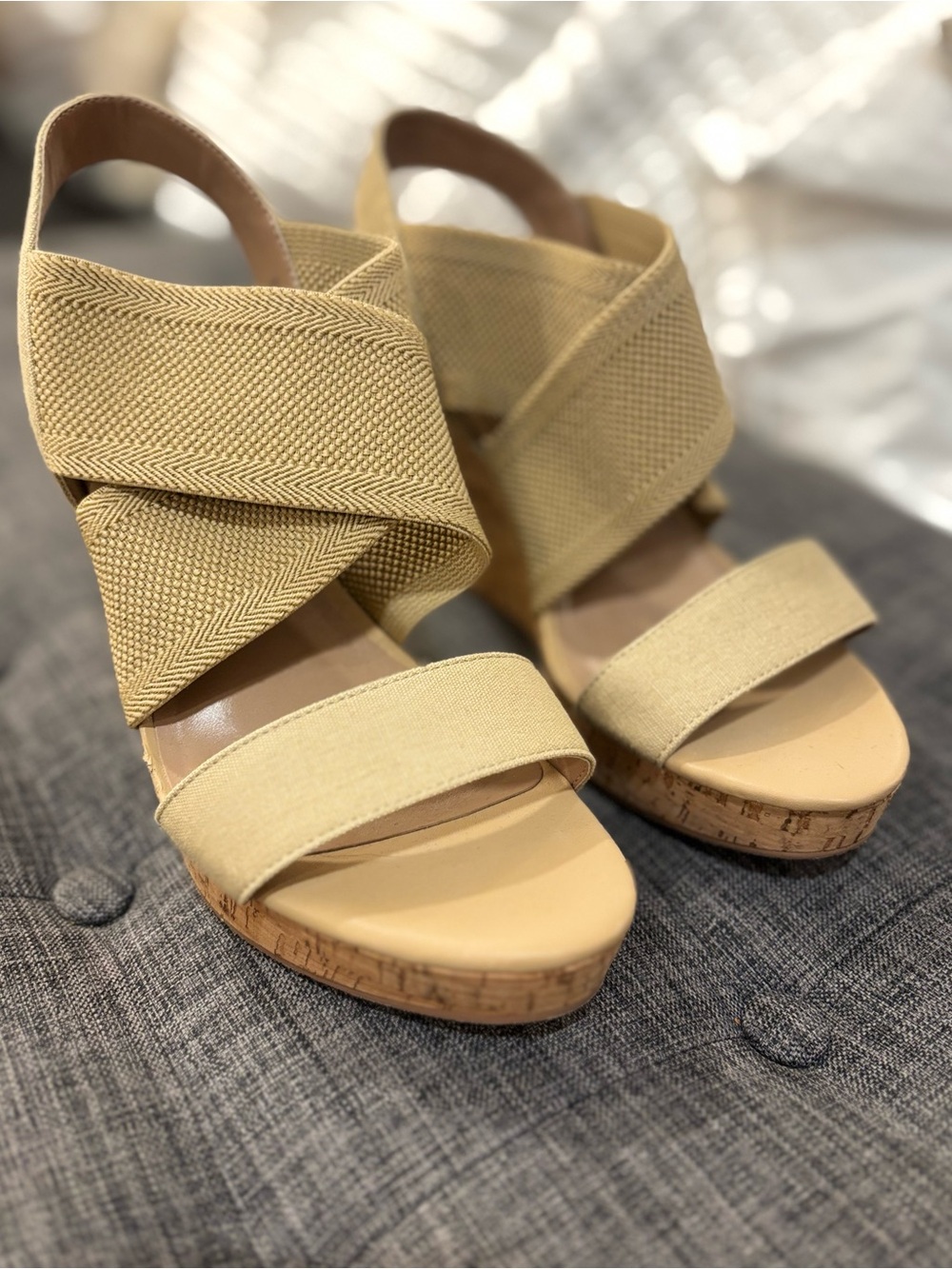 Charles by Charles David Nude Wedges 8.5 NWOT
